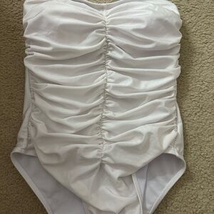 White Ruched Kids One Piece